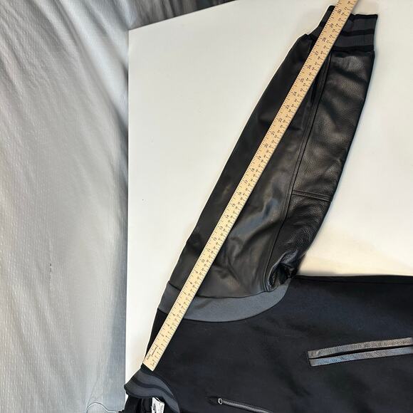 Nike Sportswear Oversized Wool Leather Destroyer Jacket Womens M FN3672 Black - Picture 13 of 14